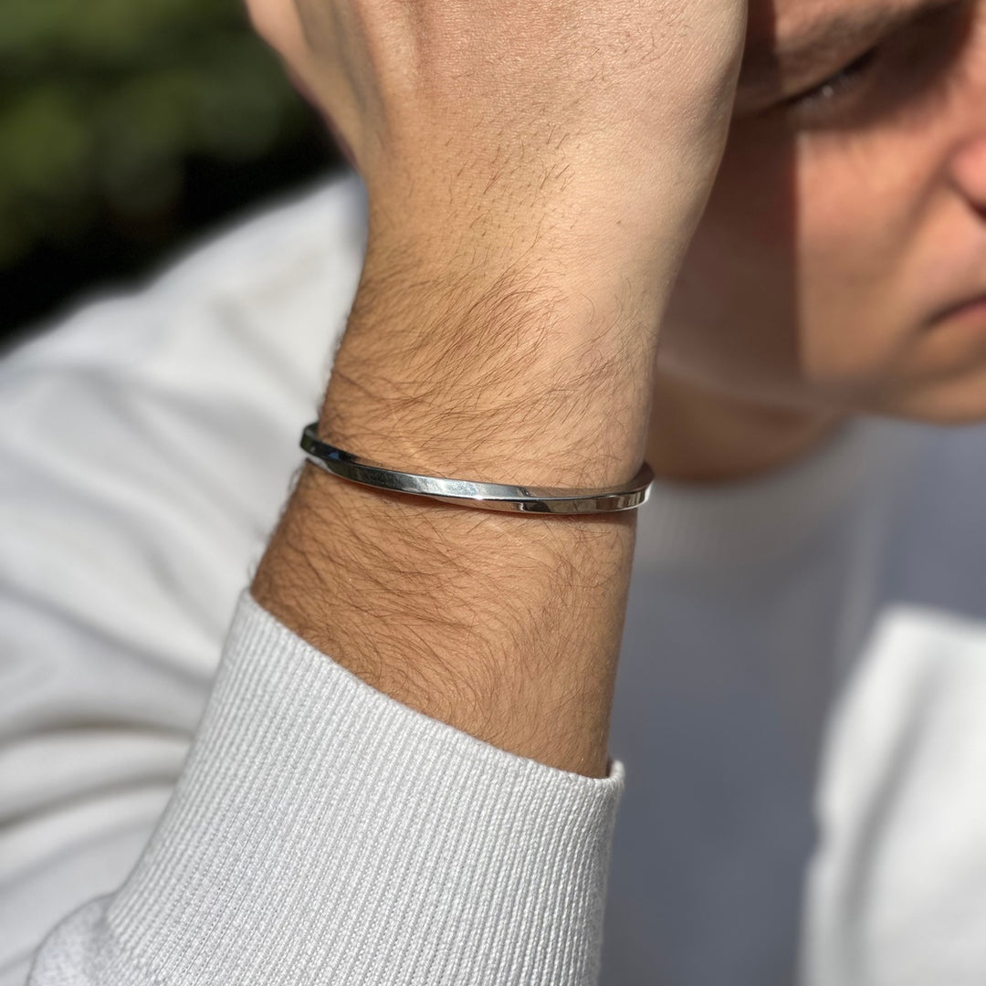 Minimalist Titanium Steel Bangle Bracelet for Him