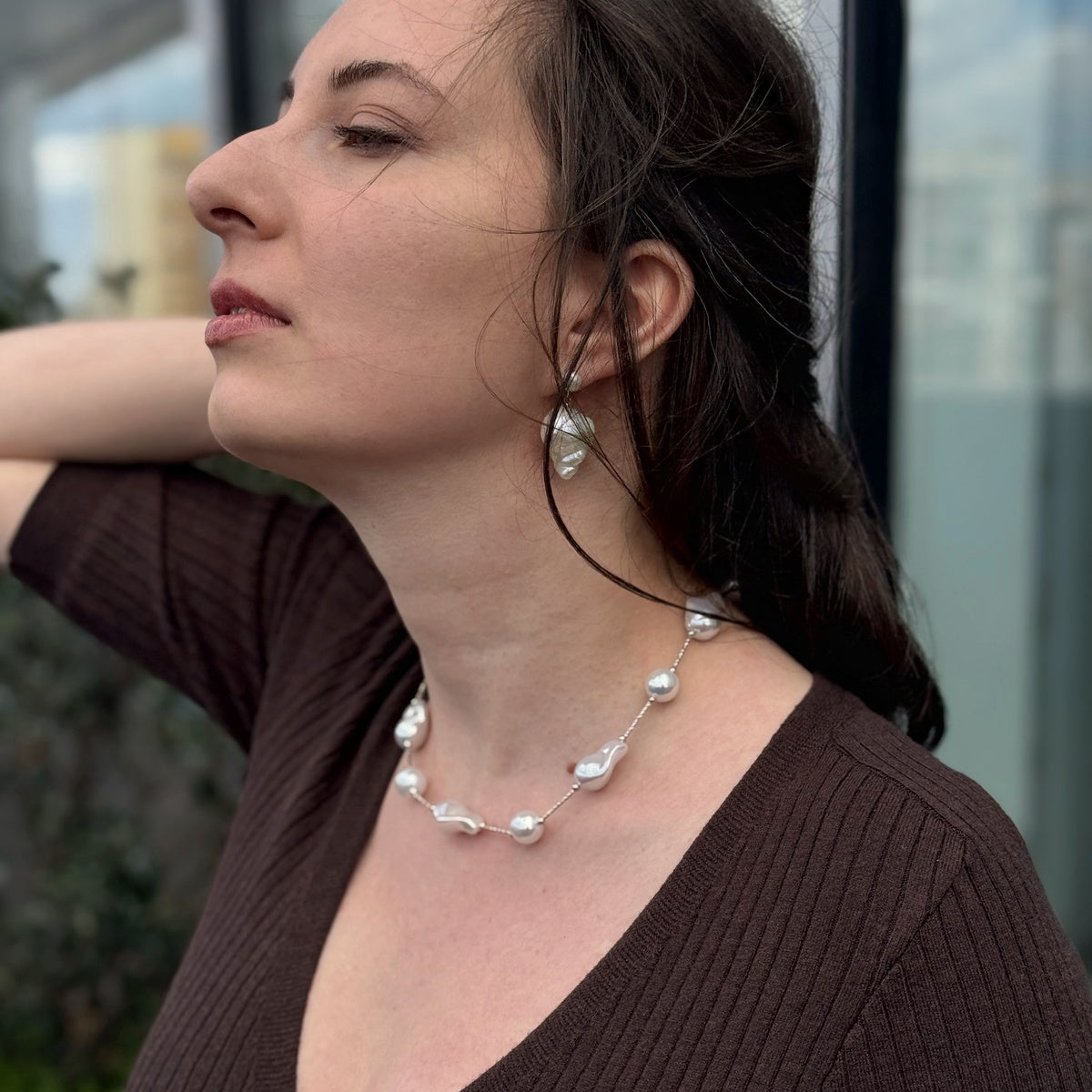 Silver Baroque Pearl Necklace