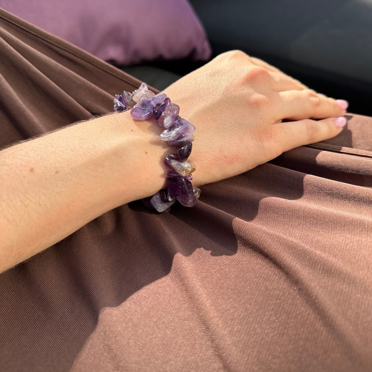 Mysterious Love | Natural Amethyst Tumbled Stone Bracelet