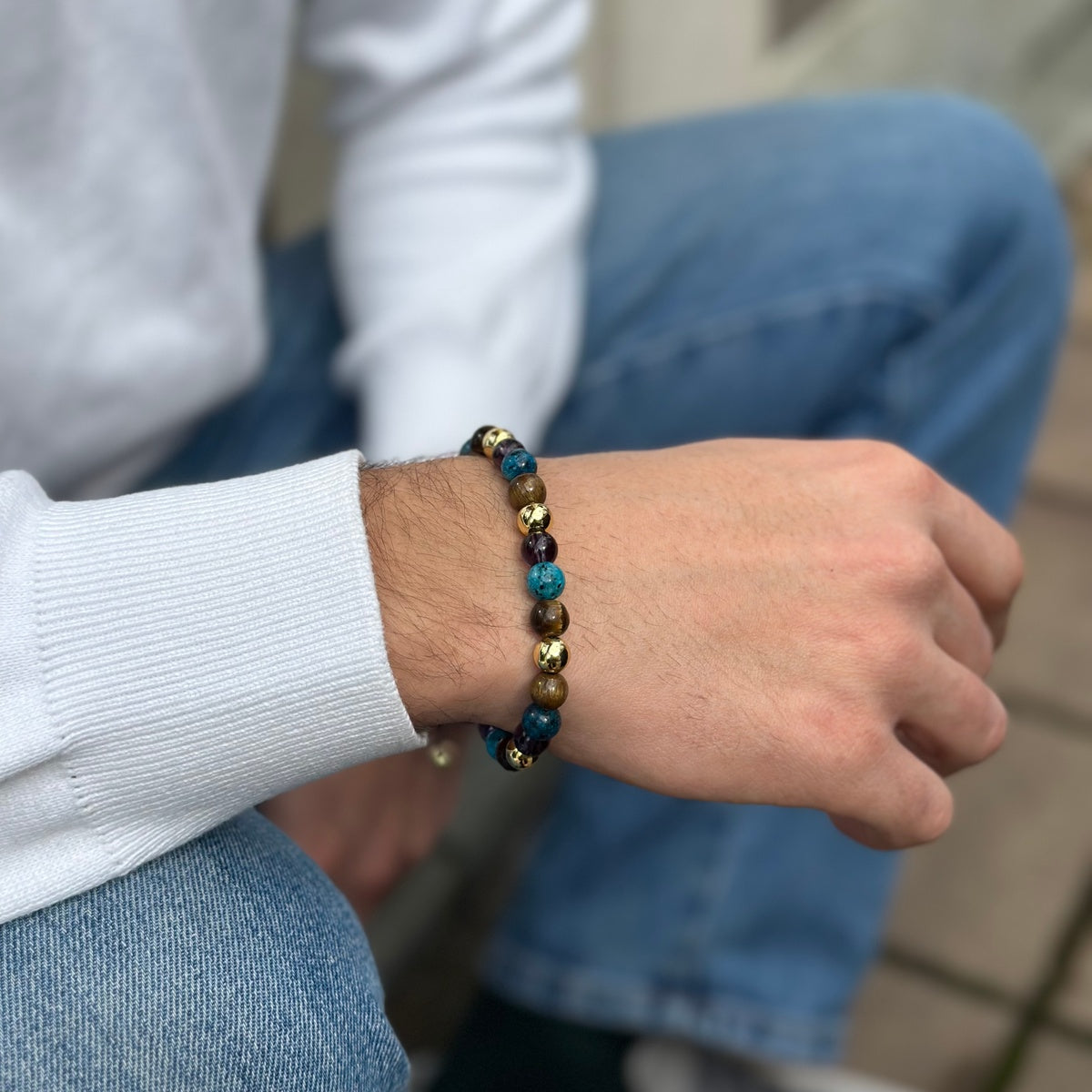 Multicolor Natural Stone Bracelet for him