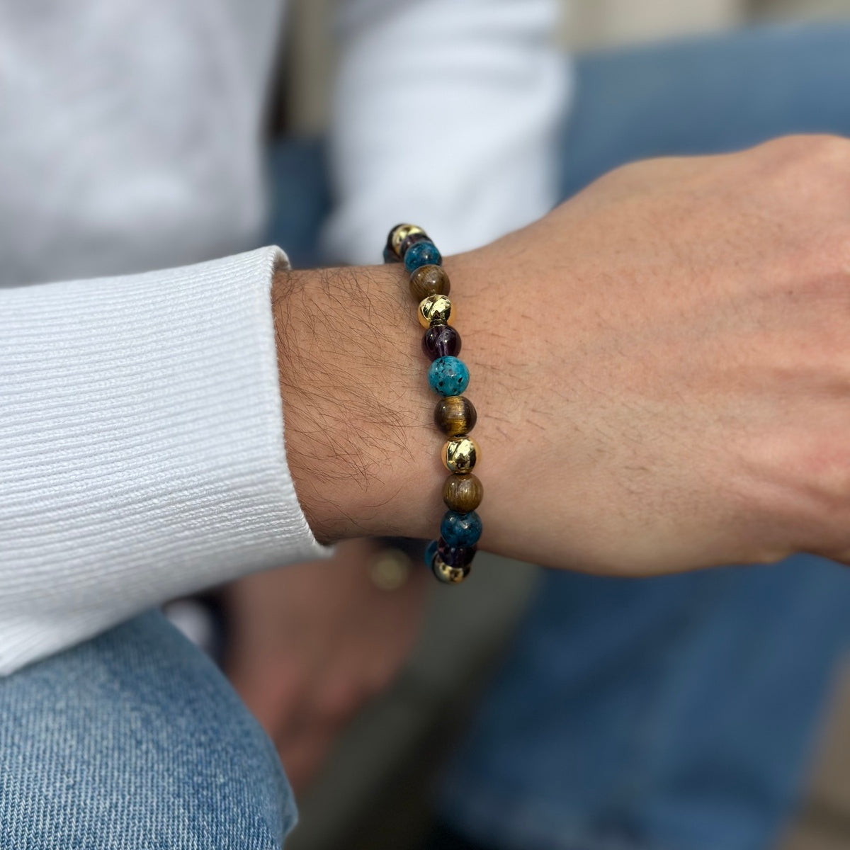 Multicolor Natural Stone Bracelet for him