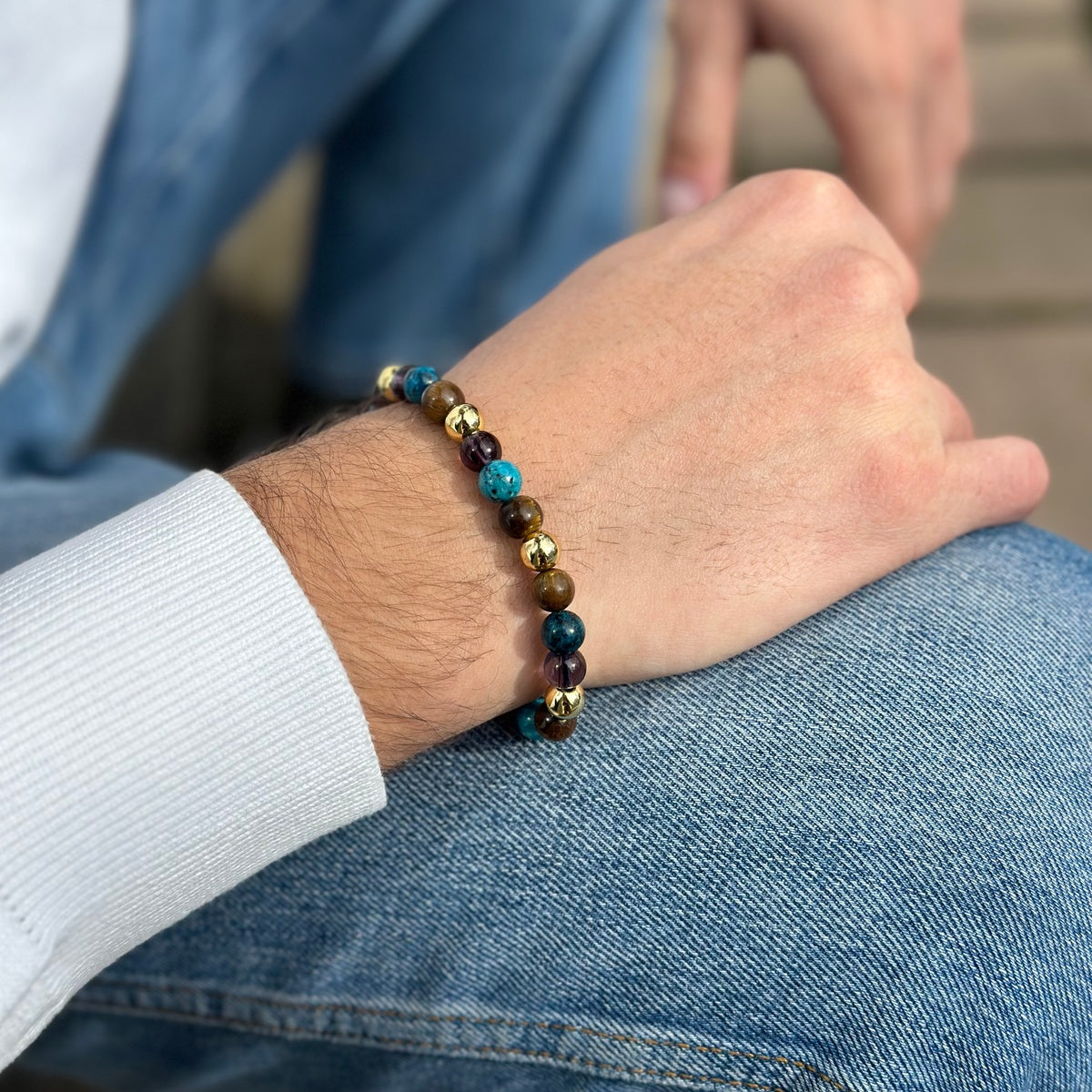 Multicolor Natural Stone Bracelet for him