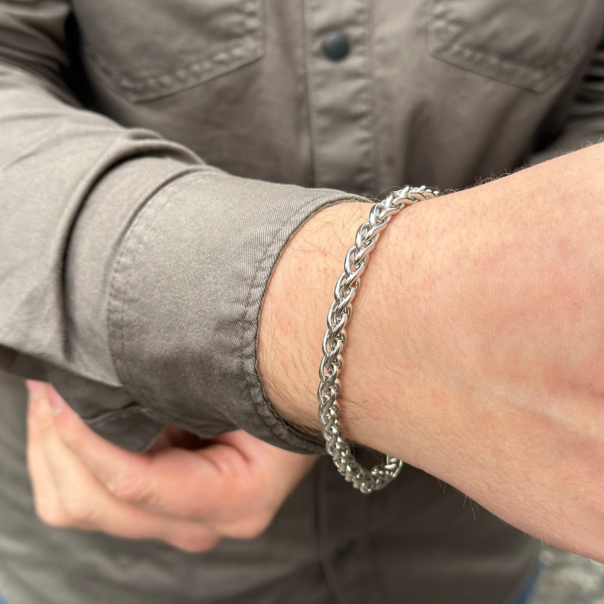Stainless Steel Wheat Chain Bracelet for Him
