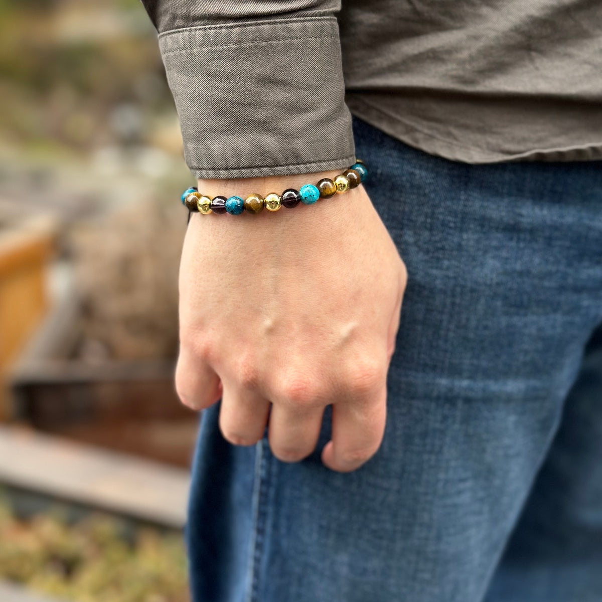 Multicolor Natural Stone Bracelet for him