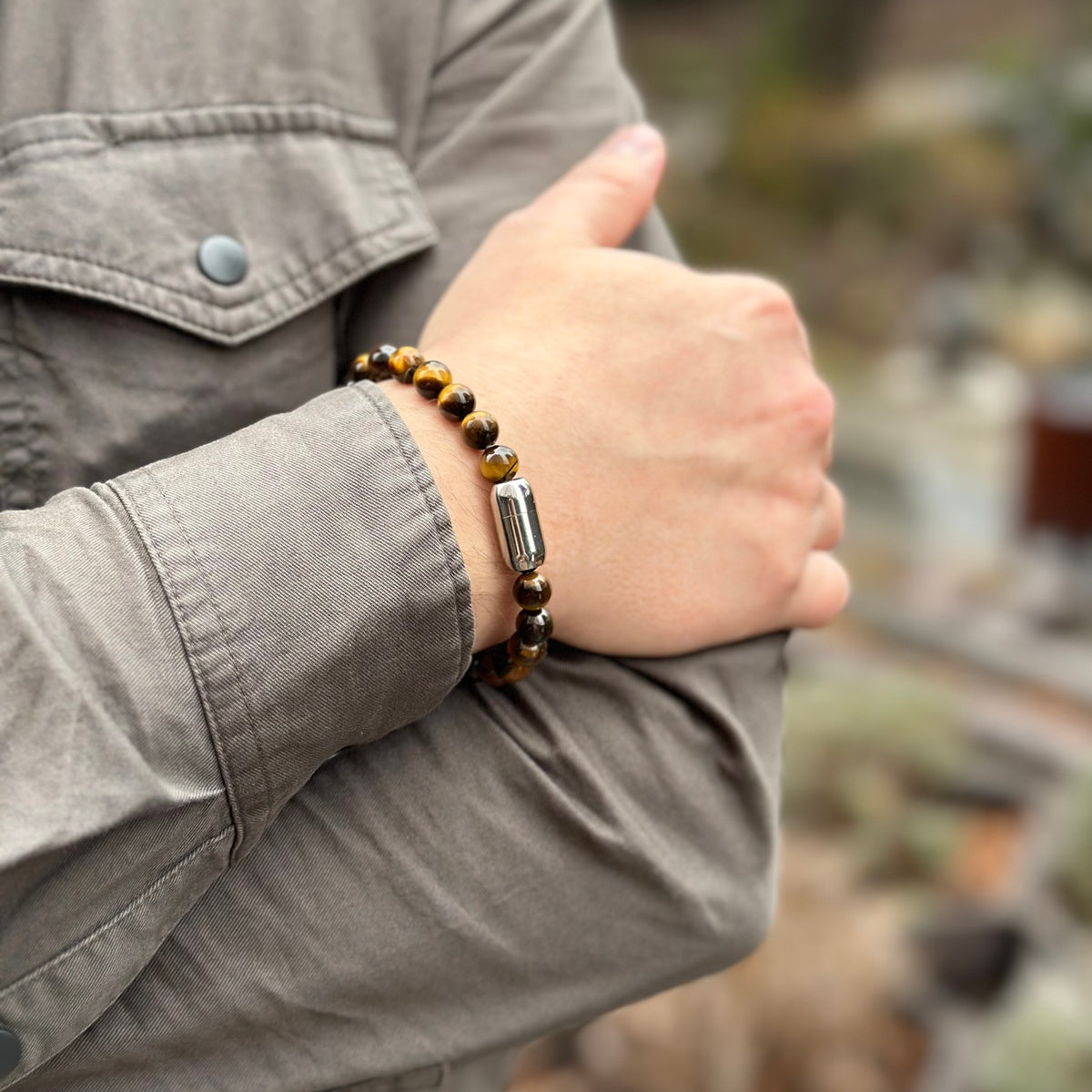 Men’s Tiger Eye Bracelet | Natural Gemstones & Magnetic Clasp