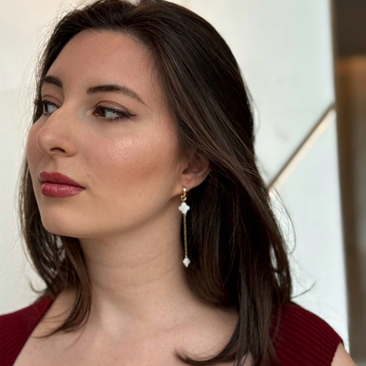 Éclat de Nacre | Handmade Mother of Pearl Clover Earrings