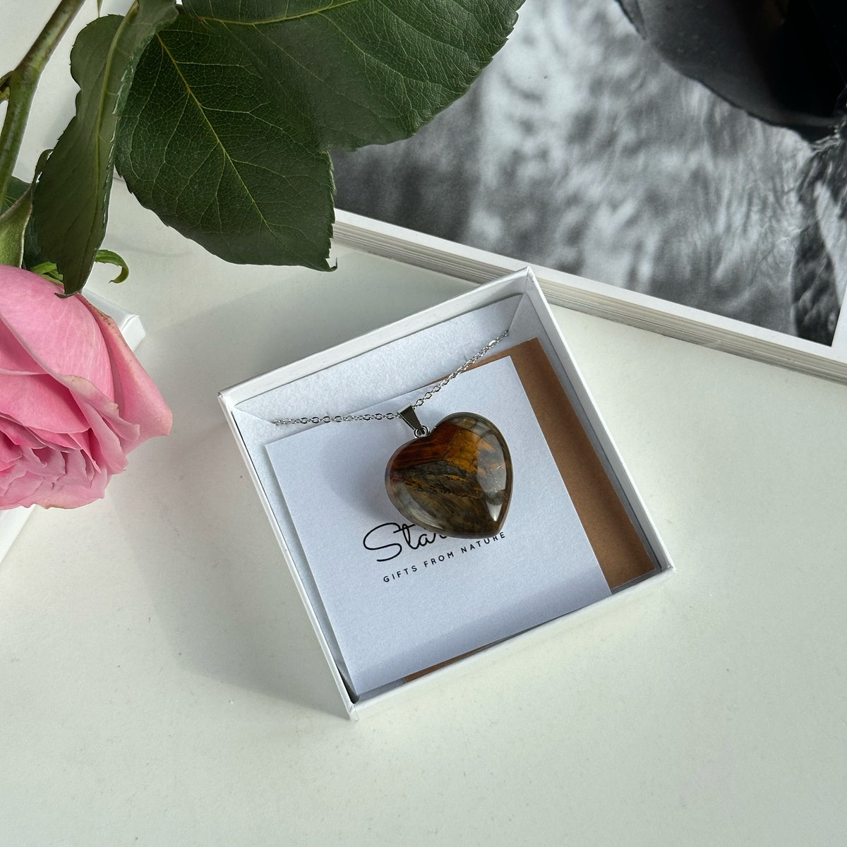 Natural Tiger Iron Heart Pendant 3cm | Strength & Grounding