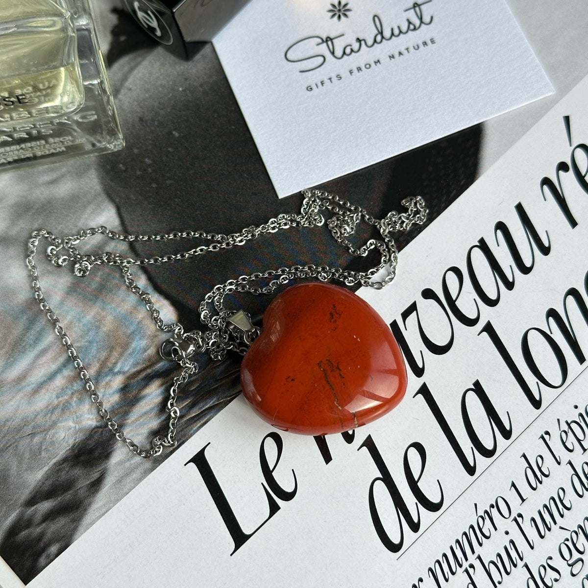 Natural Red Jasper Heart Necklace 3cm | Strength & Grounding