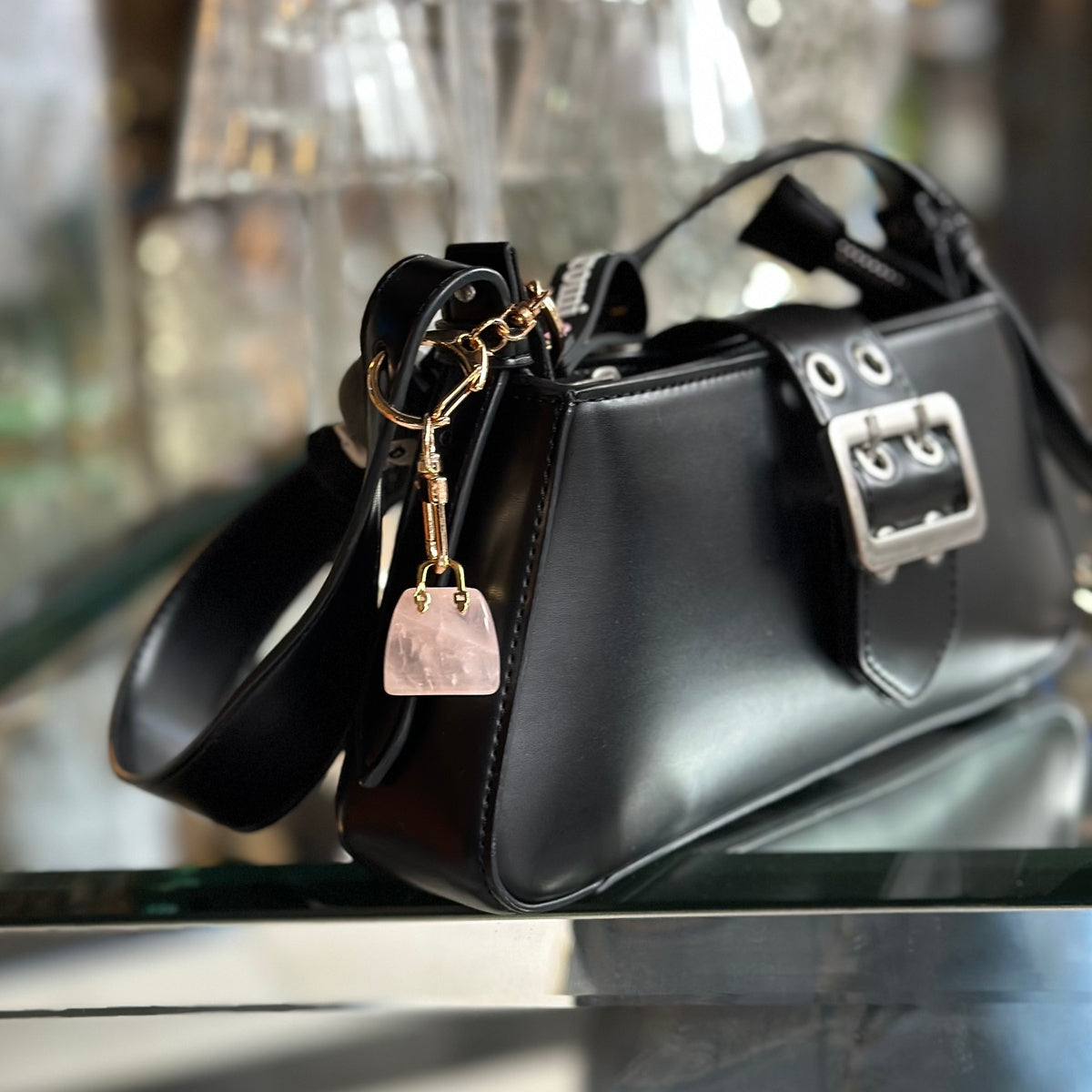 Modern Gemstone Handbag Keychain | Mini Crystal Bag Charm