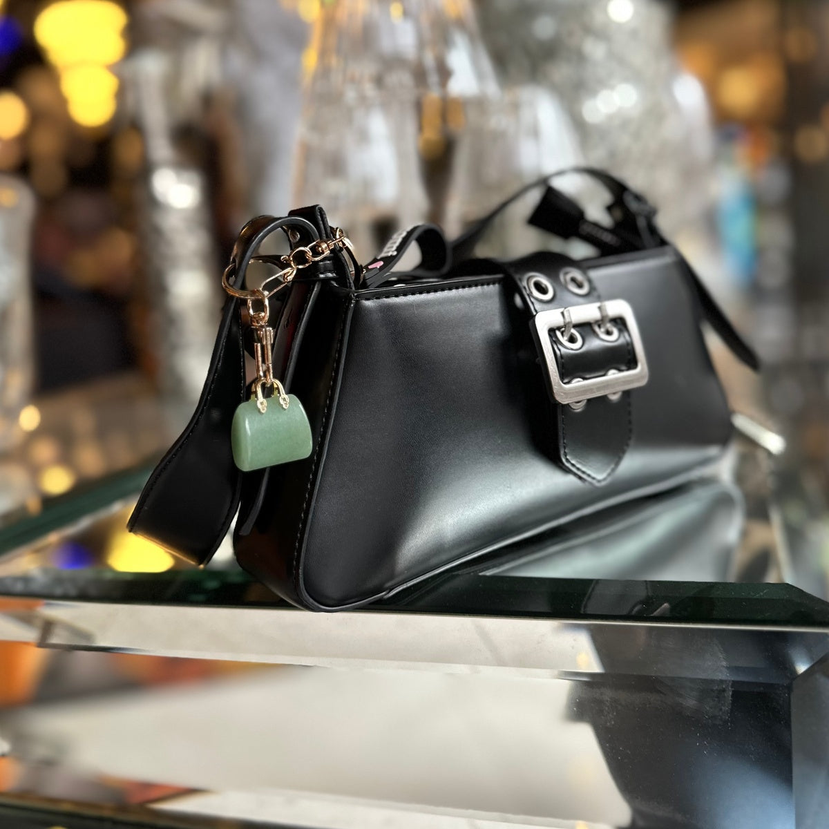 Modern Gemstone Handbag Keychain | Mini Crystal Bag Charm
