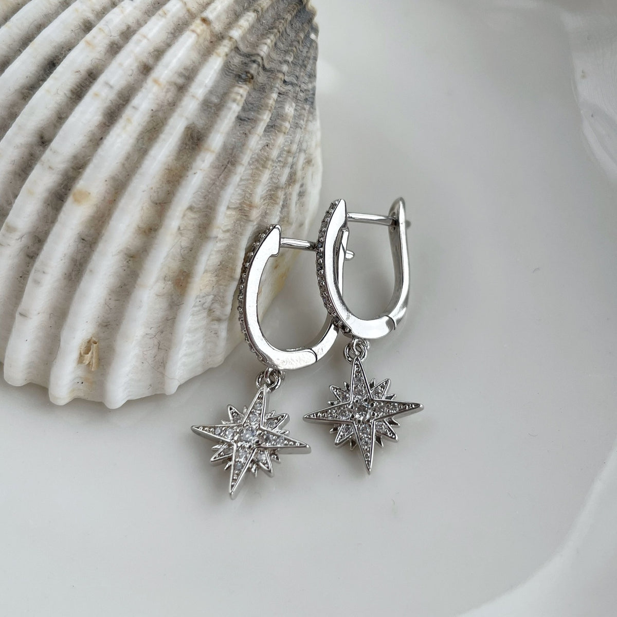 Small Gold Star charm Hoops