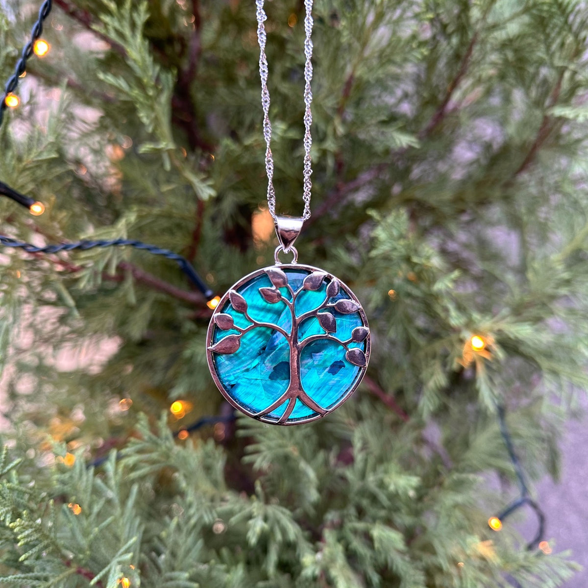 Large Abalone Shell Tree of Life Pendant Necklace | Boho Spiritual Jewelry