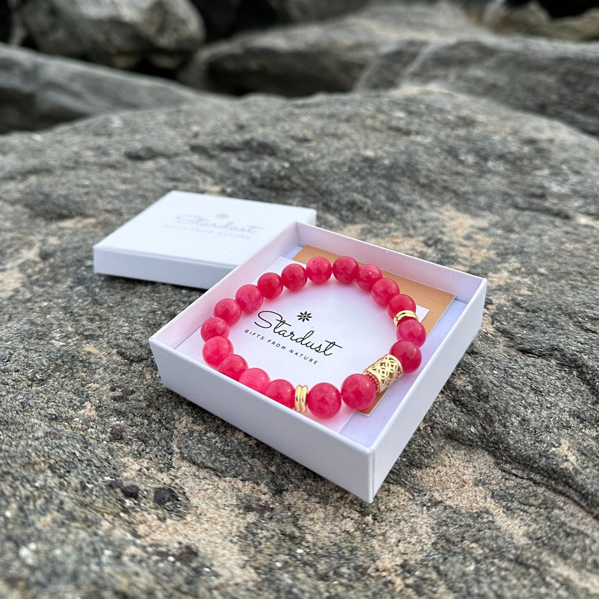 Hot Pink Jade Bracelet | 18K Gold-Plated Beaded Jewelry
