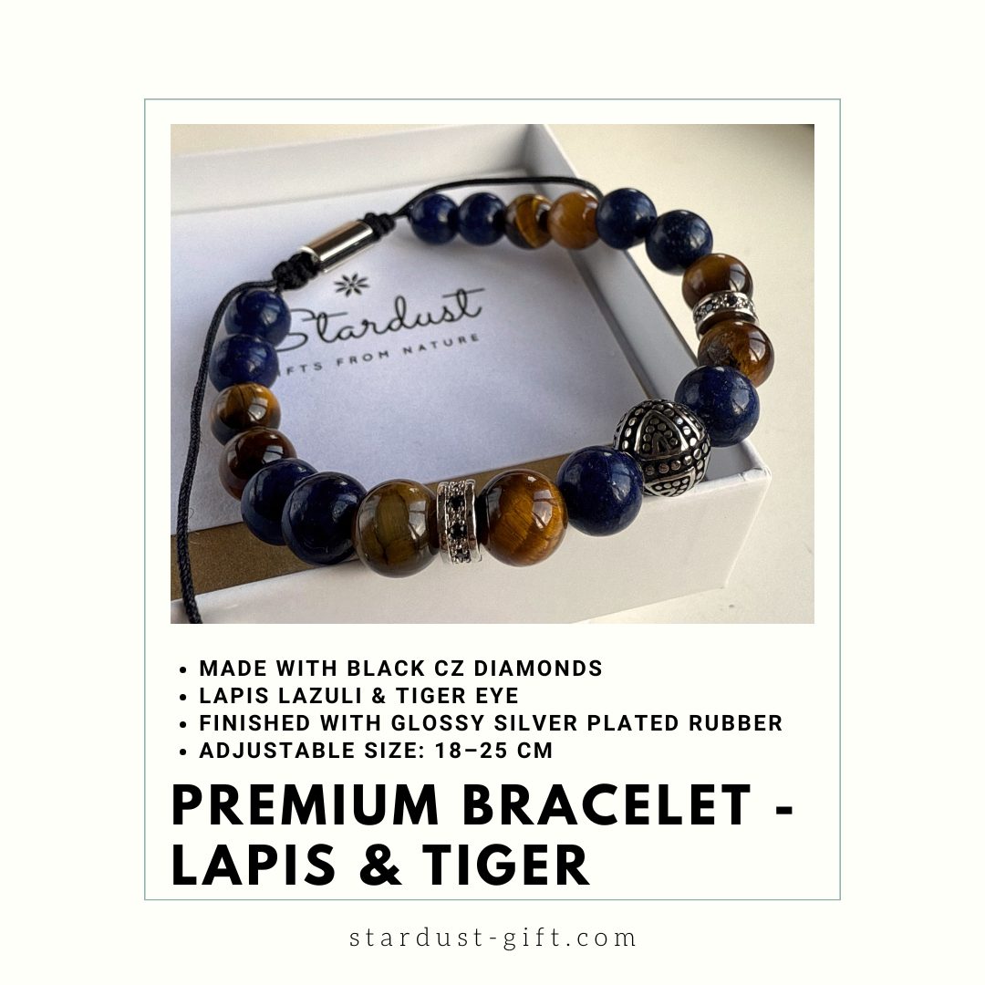 Luxury Men’s Bracelet with Lapis Lazuli & Tiger Eye