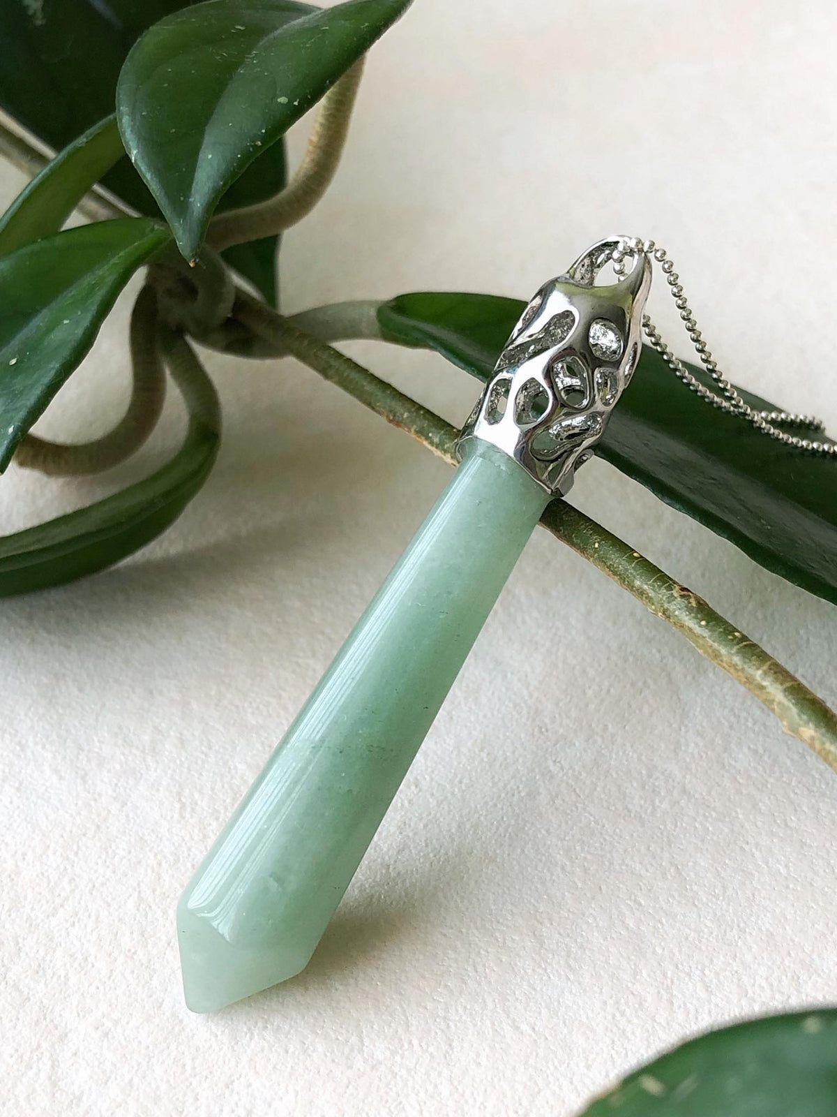 Natural Green Jade prism Pendant