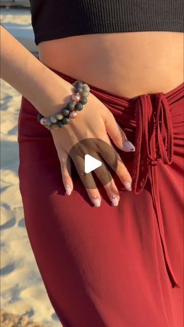 Gemstone bracelet worn on the beach