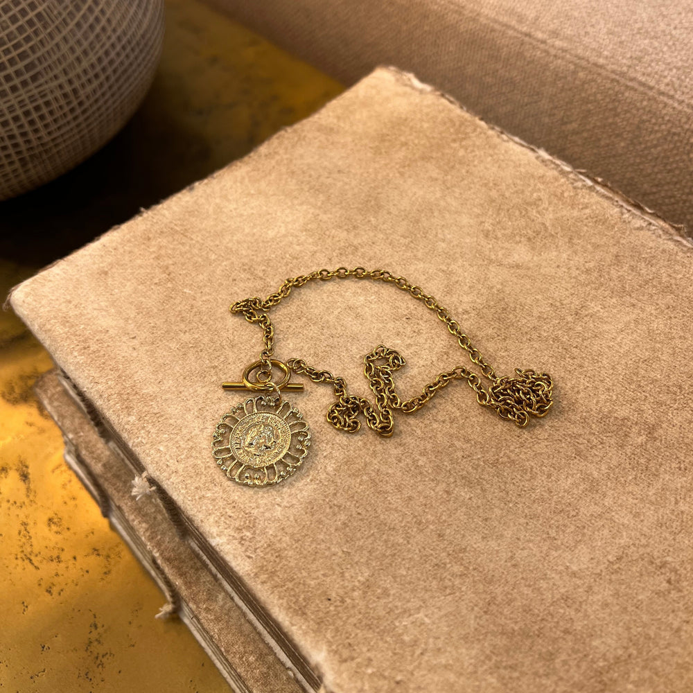 Goddess Antique Gold Coin Necklace | 18K Gold Plated