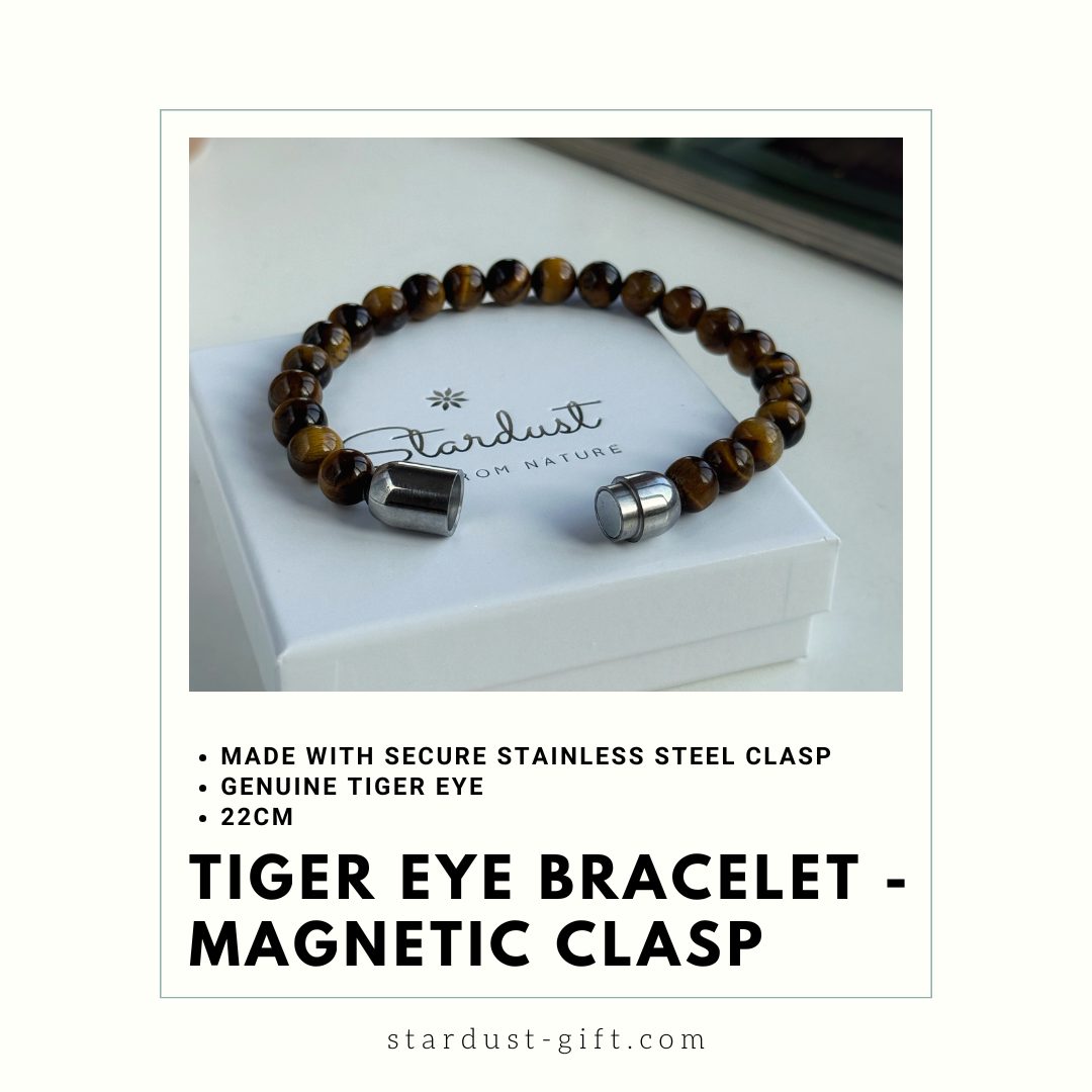Men’s Tiger Eye Bracelet | Natural Gemstones & Magnetic Clasp
