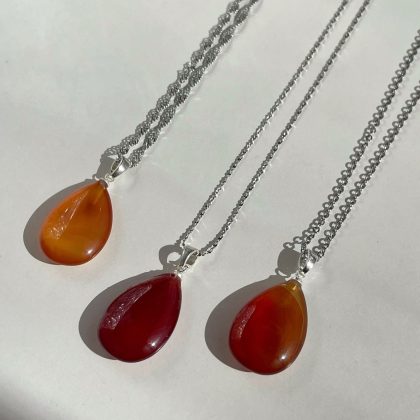 Bright orange Carnelian drop pendants