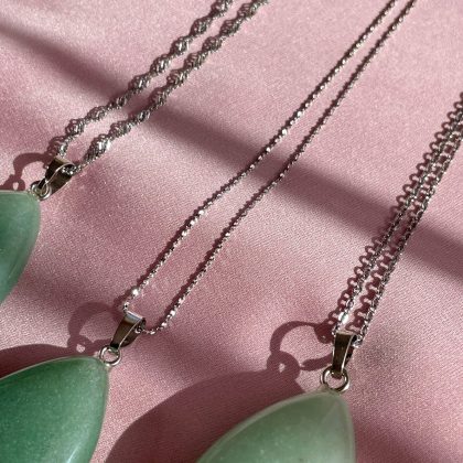 Christmas gift for woman Green jade silver chains