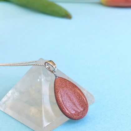 “Ambition" brown sparkling sandstone drop Pendant - Small healing stone