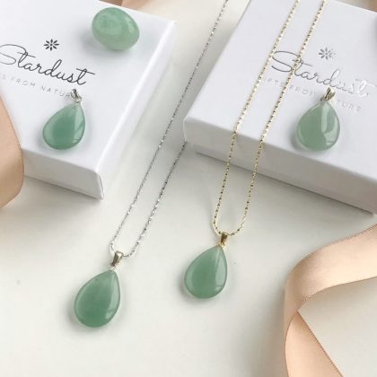 "Well being" Aventurine Drop Pendant necklace gift for women - Small