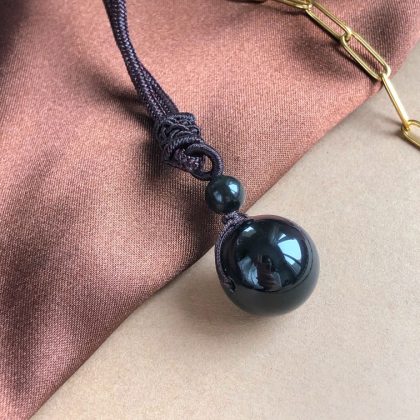 Obsidian pendant necklace