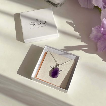 "Mystery" Genuine Purple Amethyst drop pendant, Valentine's day Gift - small