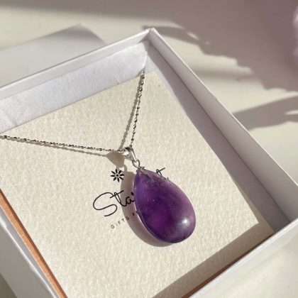 Natural drop amethyst necklace Stardust gift