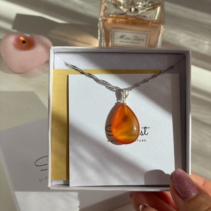 Premium gift for woman Carnelian drop pendant