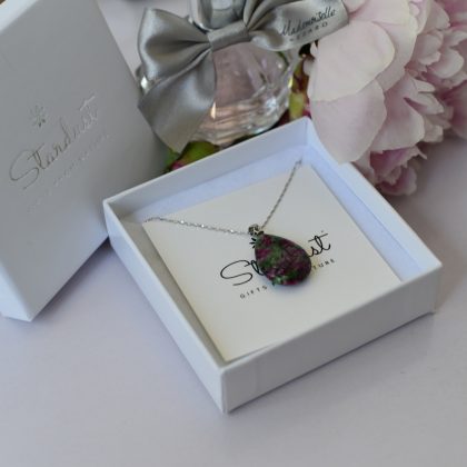 “Love Energy” natural gemstone Ruby Fuchite Stone Drop-Shaped Pendant for women - Small