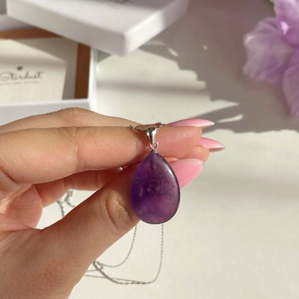 Sweet purple drop gemstone pendant