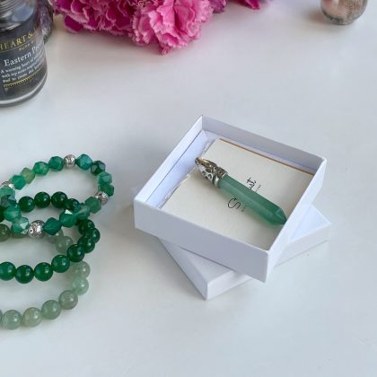 "Balance" Green Jade prism Pendant, aventurine pendant, chakra healing pendant