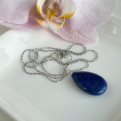Genuine Lapis Lazuli pendant silver chain