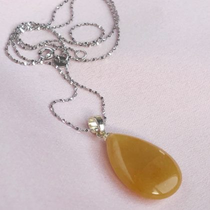 “Optimism” Yellow Jade drop Pendant, honey jade jewelry