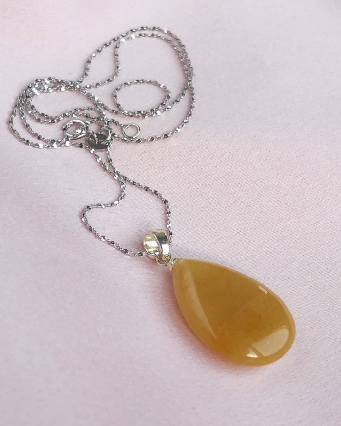 “Optimism” Yellow Jade drop Pendant, honey jade jewelry