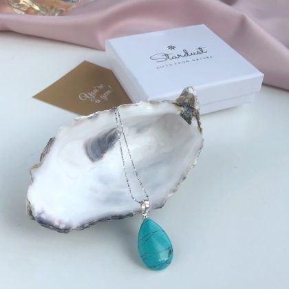 "Protective" Stone Turquoise Drop-Shaped Pendant - yoga jewelry gift for her Small