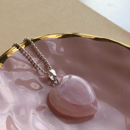 "Love attraction" - Rose Quartz Heart Pendant, Heart chakra jewelry