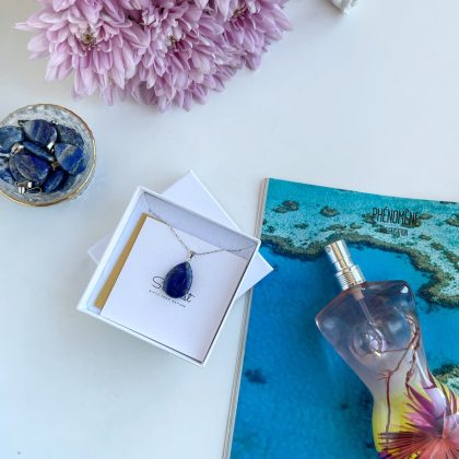 Lapis lazuli drop pendant premium gift for her