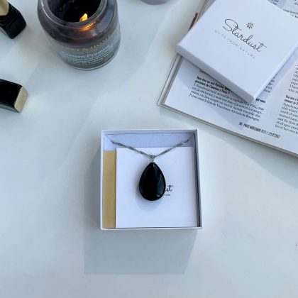 Medium Obsidian drop pendant Stardust gift