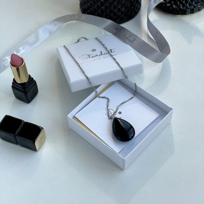 Medium Obsidian drop pendant luxury gift