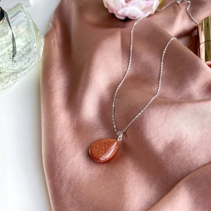 “Ambition" brown sparkling sandstone drop Pendant - Small healing stone