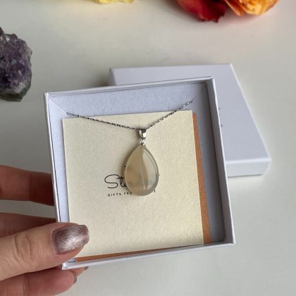 Small drop chalcedony necklace