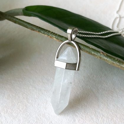 “Clarity” stone Hexagonal prism Clear Quartz Pendant Healing Crystal Jewelry gift for women - Small