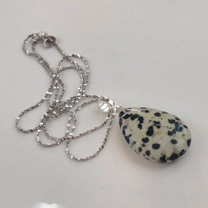 “Lucky” Dalmatian Jasper Stone Drop-Shaped Pendant - Small