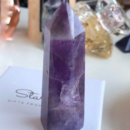 Amethyst Point, Purple amethyst Obelisk, crystal home decor, reiki stones