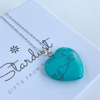 "Protective" large Turquoise Heart Pendant, gift for women, valentine's day