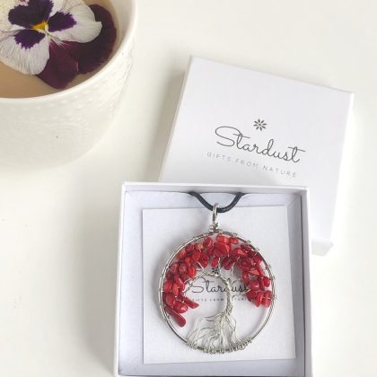 Bohemian Tree of Life Red Agate Gemstone Necklace for Health - Small