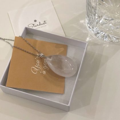 “Clarity” Gemstone Drop-Shaped Clear Quartz Pendant Necklace Gift for Women - Big