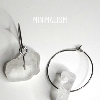 “Minimalist” Clear Quartz Rough crystal hook earrings